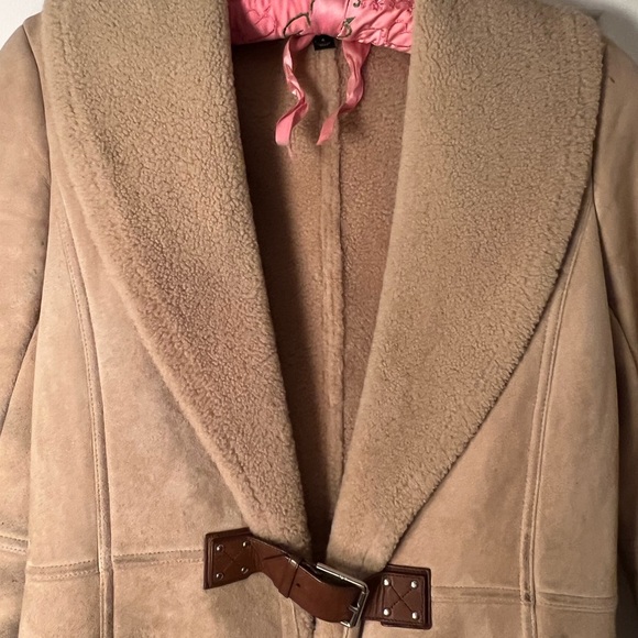 Rare Vintage Ralph Lauren Black Label Women’s Lambswool Lamb Fur Tan Coat Size 4 - Picture 3 of 16